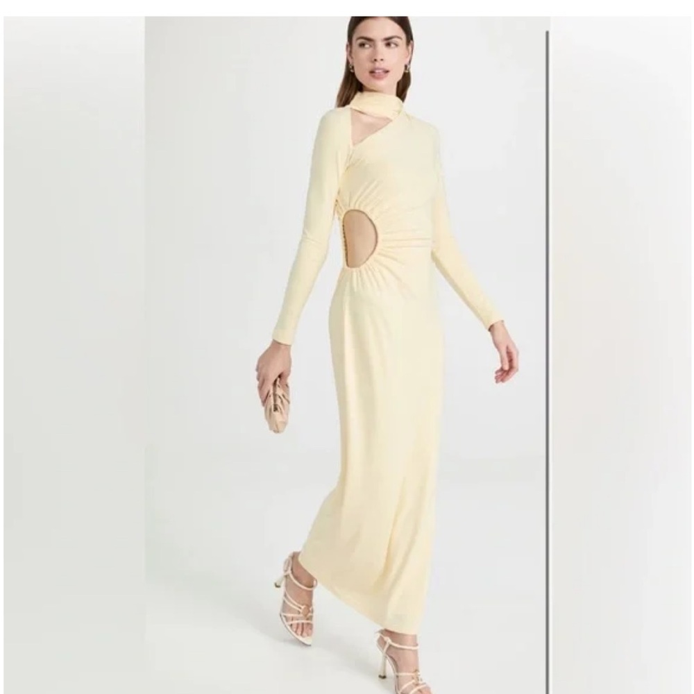 Elegant butter yellow Long Sleeve Dress